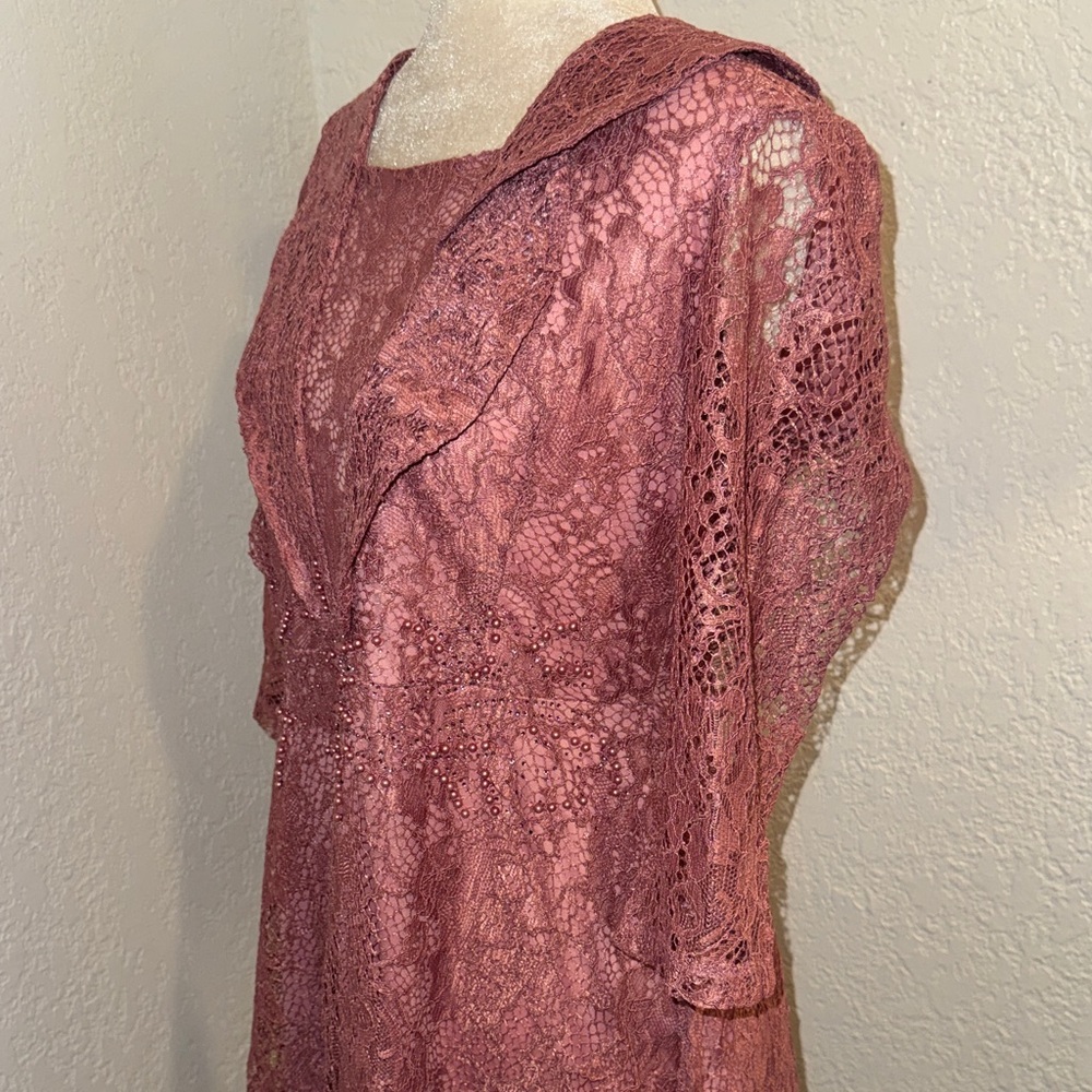 Women’s Lace A-Line Dress in Dusty Rose - Picture 4 of 6